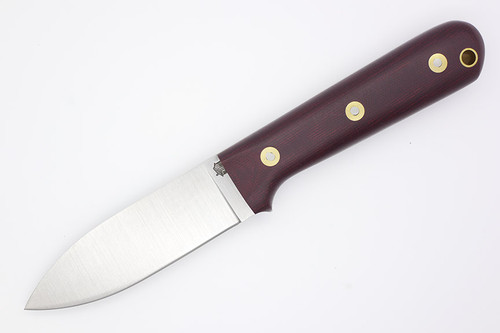 LT Wright Knives Genesis - CPM 3V Steel - Flat Grind - Double Red Canvas Micarta - White Liners - Matte Finish