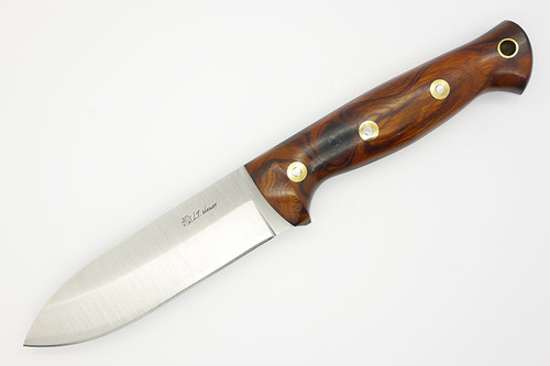 LT Wright Knives Forest Trail - A2 Steel - Saber Grind Spear Point - Desert Ironwood Handle - Polished Finish - Leather Sheath - 3 / FREE Black Liners!