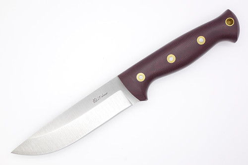 LT Wright Knives Forest Trail - A2 Steel - Saber Grind - Double Red Canvas Micarta Handle - Matte Finish - Kydex Sheath