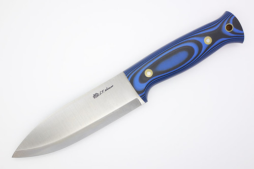 LT Wright Knives Illuminous 5 - 3V Steel - Scandi Grind - Blue and Black G10 - Matte Finish