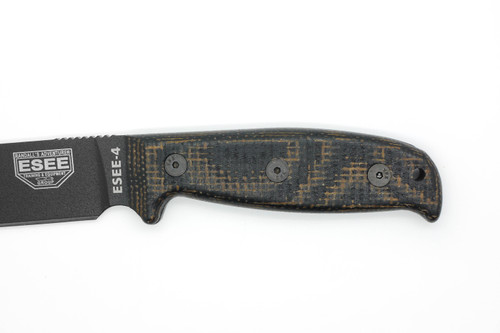 TKC EXTENDED Handle for ESEE 4 - Black Linen Micarta w/ Brown Burlap