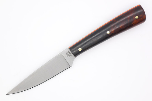 LT Wright Knives Coyote - A2 Steel - Flat Grind - Desert Ironwood Handle - Orange Liners - 1