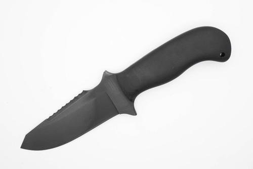 Winkler Knives - Utility Knife - 80CRV2 Steel - Serrated Spine - Black Laminate Handle