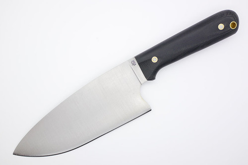 LT Wright Knives Camp Kitchen Knife - AEB-L Steel - Flat Grind - Black Canvas Micarta - Matte Finish