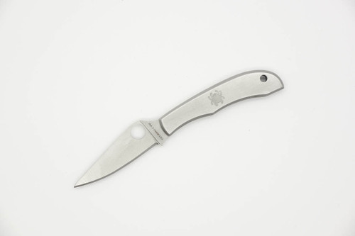 Spyderco Honeybee Stainless - C137P - Folding Knife - Satin 3Cr13 Stainless Steel Blade - Brushed Stainless Steel Handle