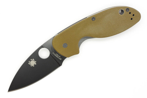 Spyderco Efficient - C216GPBNBK - Linerlock Folding Knife - Black Oxide Coated 8Cr13MoV Stainless Steel Blade - Brown G10 Handle