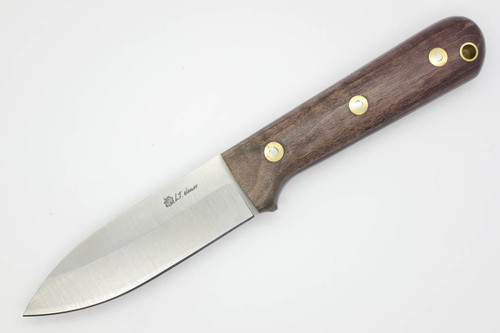 LT Wright Knives Genesis - A2 Steel - Saber Grind - Dark Curly Maple - Polished Finish - 5 - FREE Black Liners!