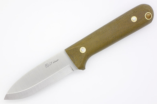 LT Wright Knives Next Gen - AEB-L Stainless Steel - High Scandi Grind - Green Canvas Micarta - Matte Finish