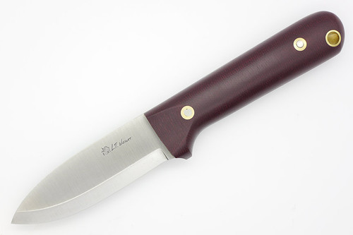 LT Wright Knives Next Gen - A2 Steel - High Scandi Grind - Double Red Canvas Micarta Handle - Matte Finish