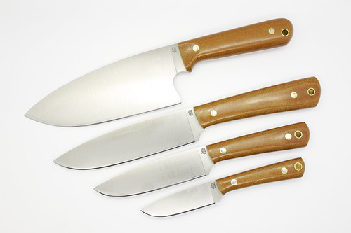 LT Wright Knives Cookcraft Collection Four Piece Knife Set - AEB-L Steel - Flat Grind - Natural Canvas Micarta - Polished Finish