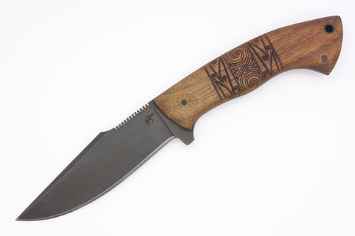 Winkler Knives - Knight Pathfinder - 80CRV2 Steel - Flat Grind - Walnut Handle - Tribal Artwork