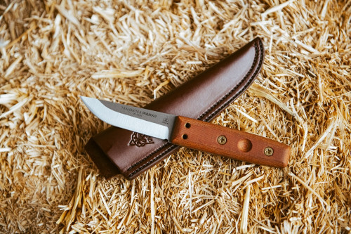 TOPS Knives, TPUK-01 Tanimboca Puukko Fixed Blade Knife w/ Tan Canvas Micarta Handle