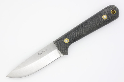 LT Wright Knives Woodsman Pro - A2 Steel - Saber Grind - Black Canvas Micarta Handle - Matte Finish