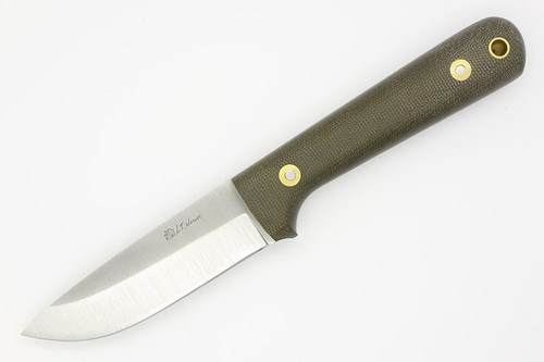 LT Wright Knives Woodsman Pro - A2 Steel - Saber Grind - Green Canvas Micarta Handle - Matte Finish