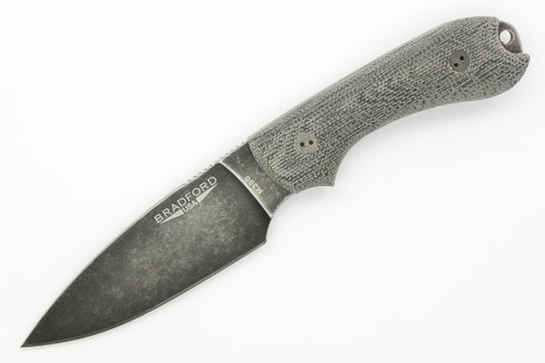 Bradford Knives: Guardian3, 3D - M390 Steel - Drop Point - Full Height Grind - Nimbus Blade Finish - 3D Black Micarta Handle