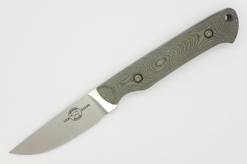 White River Knives Small Game - Black and Olive Drab Linen Micarta Handle