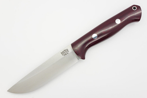 Bark River Knives Bravo-1.25 LT Rampless - CPM 3V Steel -Burgundy Canvas Micarta Handle - Polished Finish
