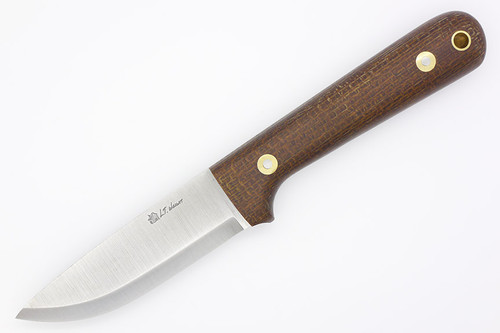 LT Wright Knives Woodsman Pro - A2 Steel - Scandi Grind - Brown Burlap Handle - Matte Finish