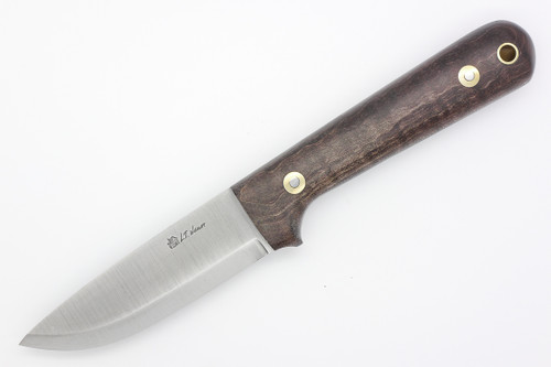 LT Wright Knives Woodsman Pro - A2 Steel - Scandi Grind - Dark Curly Maple Handle - Polished Finish - 1