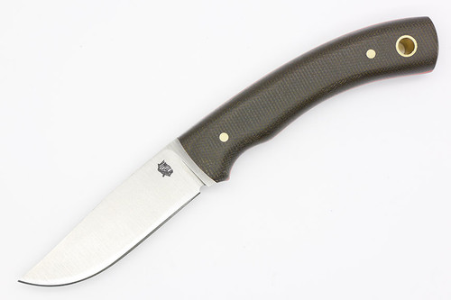LT Wright Knives Revere - A2 Steel - Flat Grind - Green Canvas Micarta Handle - Orange Liners - Matte Finish