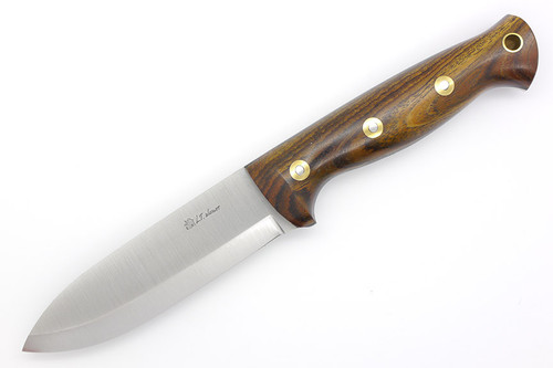 LT Wright Knives Forest Trail - A2 Steel - Scandi Grind - Spear Point -Bocote Handle - Polished Finish - 3 - FREE Black Liners!