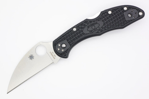 Spyderco Delica 4 Lightweight - C11FPWCBK - Flat Ground - Wharncliffe Blade - Black Fiberglass Reinforced Nylon Handle