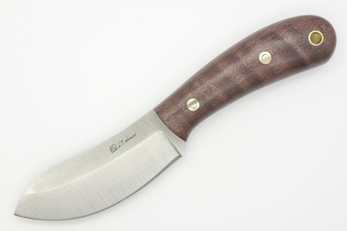 LT Wright Knives Camp MUK - Saber Grind - 3V Steel - Dark Curly Maple - Polished Finish - FREE Black Liners! - 2