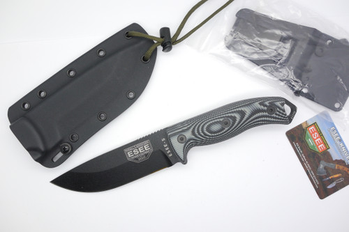 *USED* ESEE Knives 5 - 5PB-002 - 1095 Carbon Steel Black Blade - Gray and Black G10 3D Handle - Black Sheath