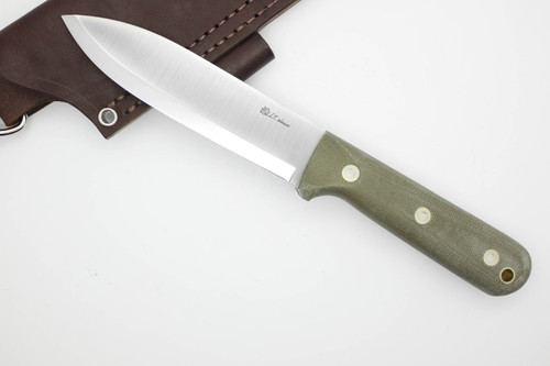 LT Wright Knives Gen 5 - Scandi Grind - Green Canvas Micarta - Matte Finish
