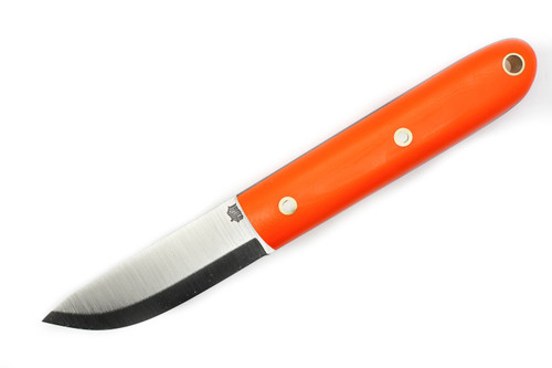 LT Wright Knives: Boattail Scandi Fixed Blade Knife w/ Orange G10 Handle, Black Liners - Matte Finish