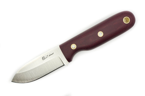 LT Wright Knives Bushbaby - A2 - Saber Grind - Double Red Canvas Micarta - Matte Finish