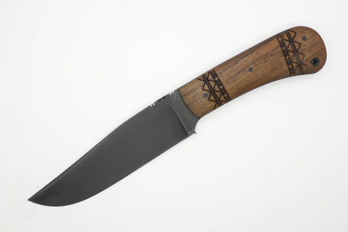 Winkler Knives - Field Knife - 80CRV2 Steel - Flat Grind - Walnut Handle - Tribal Artwork - Tapered Tang