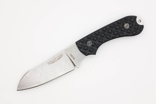 Bradford Knives: Guardian3 - M390 Steel - Stonewashed Finish Sheepsfoot Blade - Textured Black G10 Handle
