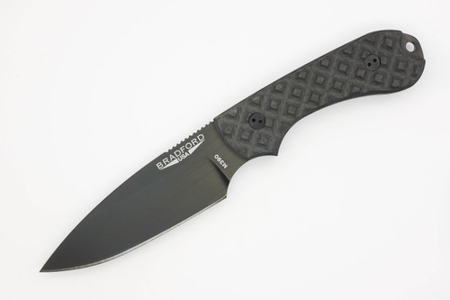 Bradford Knives: Guardian3 - M390 Steel - Sabre Grind, Black DLC Finish Blade - Textured Carbon Fiber Handle