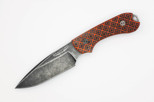 Bradford Knives: Guardian3 - M390 Steel - False Edge, Nimbus Finish Blade - Textured Tiger Stripe G10 Handle