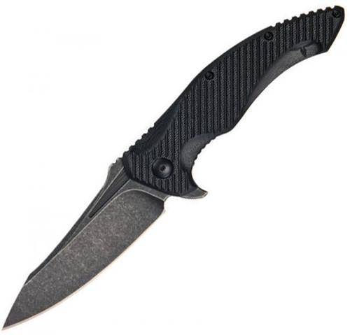 Brous Blades: T4 Flipper Folding Knife w/ Black G10 Handle & Acid Stonewash Finish Blade - BRB59