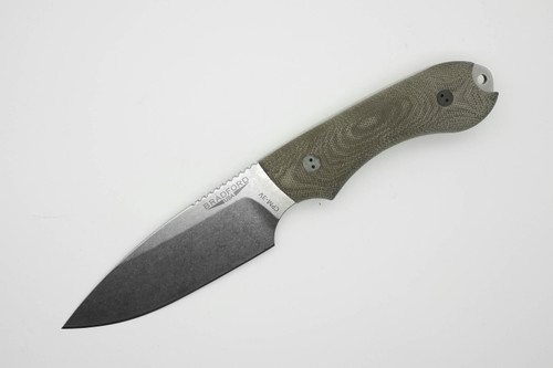 Bradford Knives: Guardian4, 3D - CPM 3V Steel - Drop Point - Sabre Grind - Stonewash Blade Finish - 3D Green Canvas Micarta Handle
