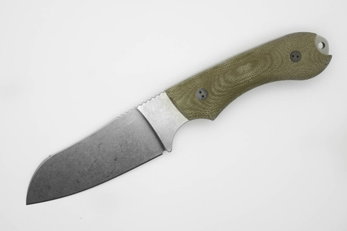 Bradford Knives: Guardian4, 3D - M390 Steel - Sheepsfoot Blade - Flat Grind - Stonewash Finish - 3D OD Green Canvas Micarta Handle