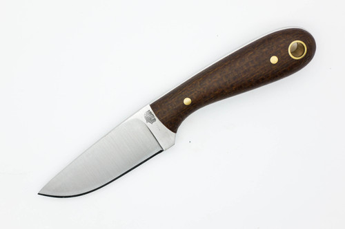 LT Wright Knives Frontier First - O1 Tool Steel - Flat Grind - Brown Burlap w/ White Liners - Matte Finish
