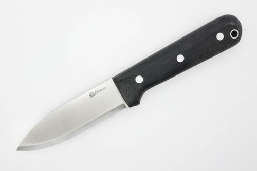 LT Wright Knives Genesis - 3/32" AEB-L Stainless Steel - Scandi Grind - Black Canvas Micarta Handle - Matte Finish - Silver Corby Bolts - Kydex