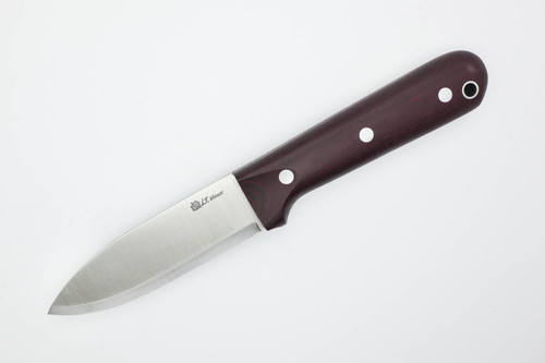 LT Wright Knives Genesis - 3/32" AEB-L Stainless Steel - Scandi Grind - Double Red Canvas Micarta Handle - Matte Finish - Silver Corby Bolts - Kydex