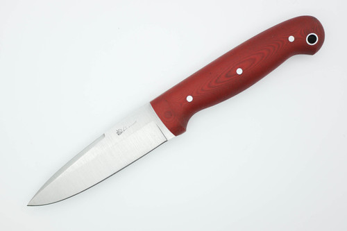 LT Wright Knives: LTAC GNS - O1 Steel - Saber Grind - Fixed Blade Knife w/ Red Linen Micarta Handle - Matte Finish, Kydex