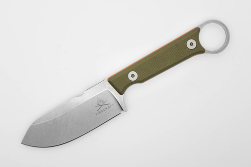 White River Knives Firecraft FC 3.5 Pro - Green/Orange Textured G10 Handle