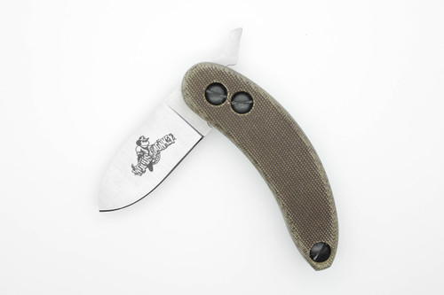 Woods Monkey Banana Peel by L.T. Wright - AEBL Steel - Flat Grind and SpearPoint Blade - 3/8” Green Micarta Handle