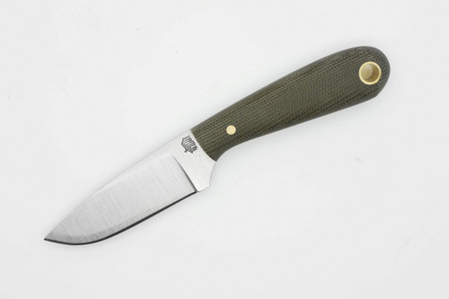 LT Wright Knives: Frontier First - O1 Tool Steel - Flat Grind - Green Canvas Micarta - Matte Finish