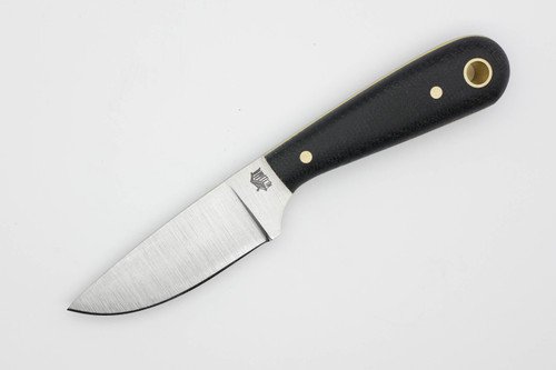 LT Wright Knives: Frontier First - O1 Tool Steel - Flat Grind - Black Canvas Micarta w/ Yellow Liners - Matte