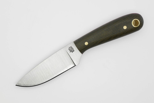 LT Wright Knives: Frontier First - O1 Tool Steel - Flat Grind - Green Canvas Micarta w/ Red Liners - Matte