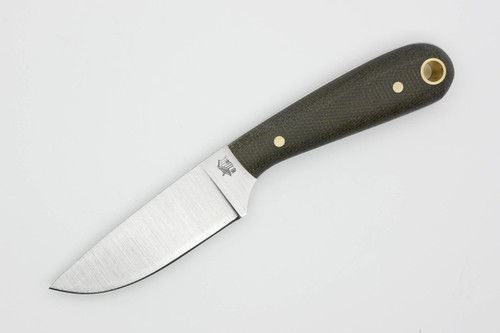 LT Wright Knives: Frontier First - 3V Steel - Flat Grind - Green Canvas Micarta w/ White Liners - Matte