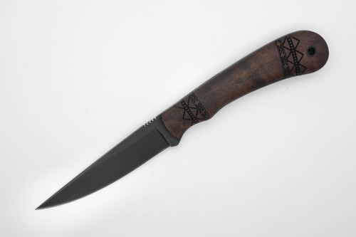 Winkler Knives - Operator - 80CRV2 Steel - Flat Grind - Maple Handle with Tribal Artwork - Tapered Tang