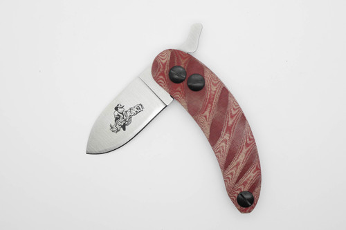 Woods Monkey Banana Peel by L.T. Wright - AEBL Steel - Flat Grind - 1/8 Red Canvas Micarta Twisted Handle